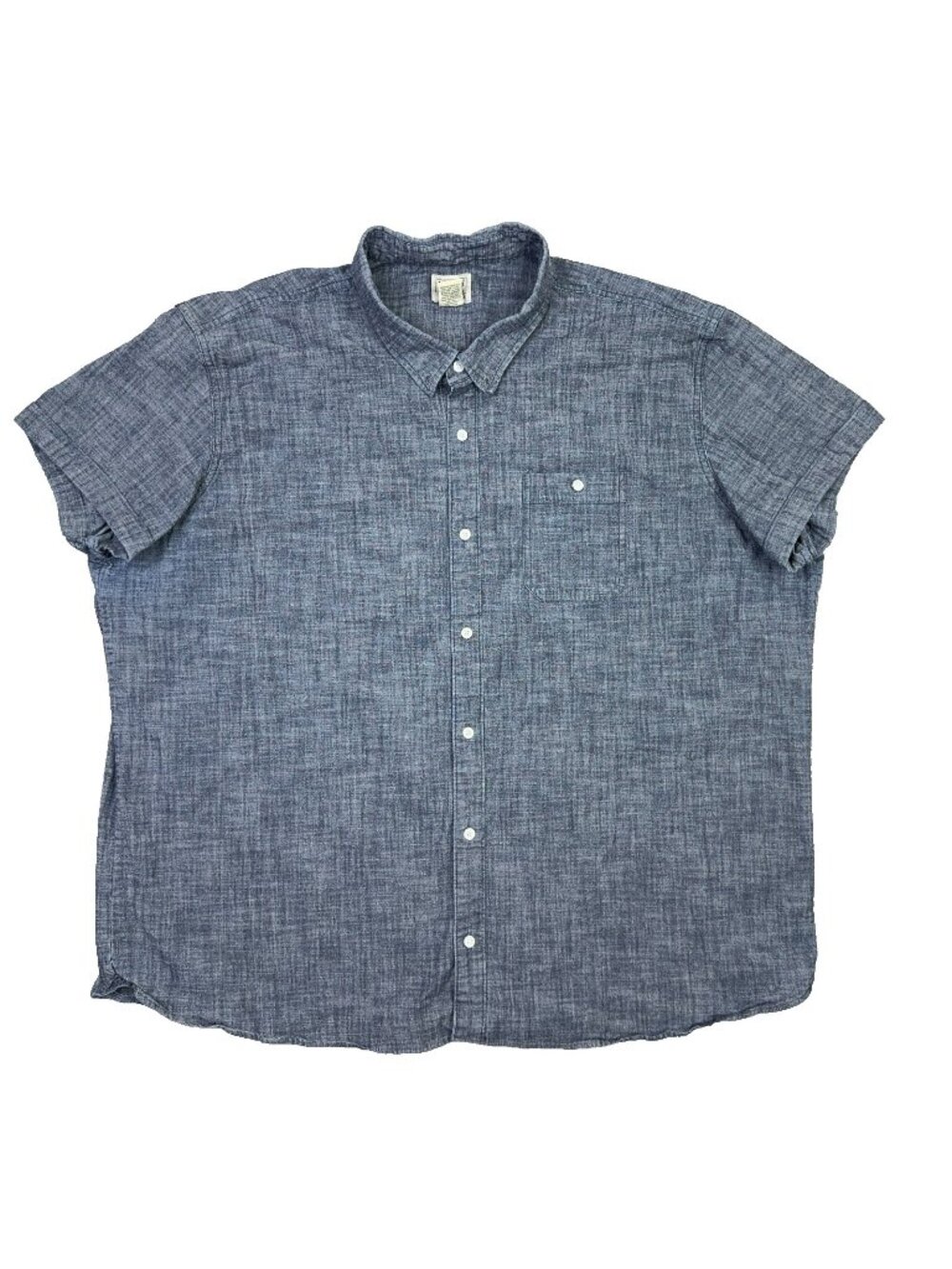 LL Bean Chambray Shirt Mens XXXL Denim Blue 3XL Short Sleeve Button Up 513685